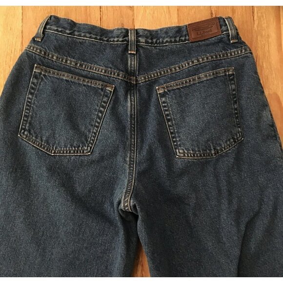 LL Bean Womens Double L Relaxed Fit Denim Jeans Red Flannel Lined Size 14M T - Picture 4 of 5
